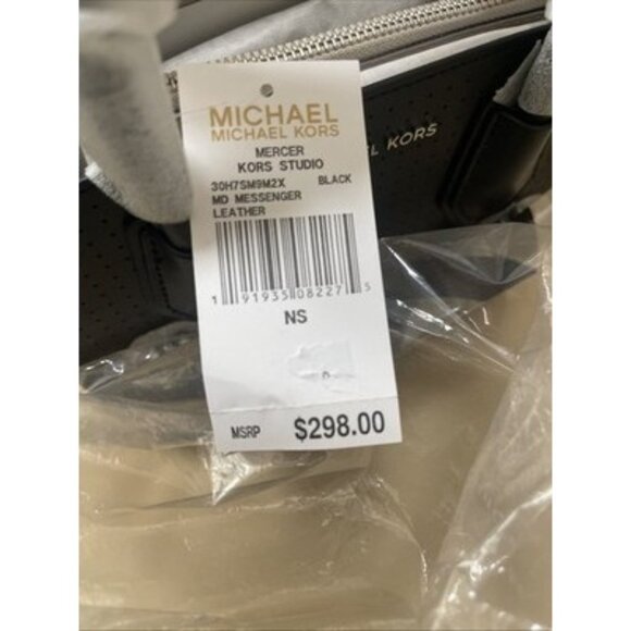NWT Michael Kors Mercer Medium Messenger Crossbody Bag in Black Leather $298 - Picture 7 of 7